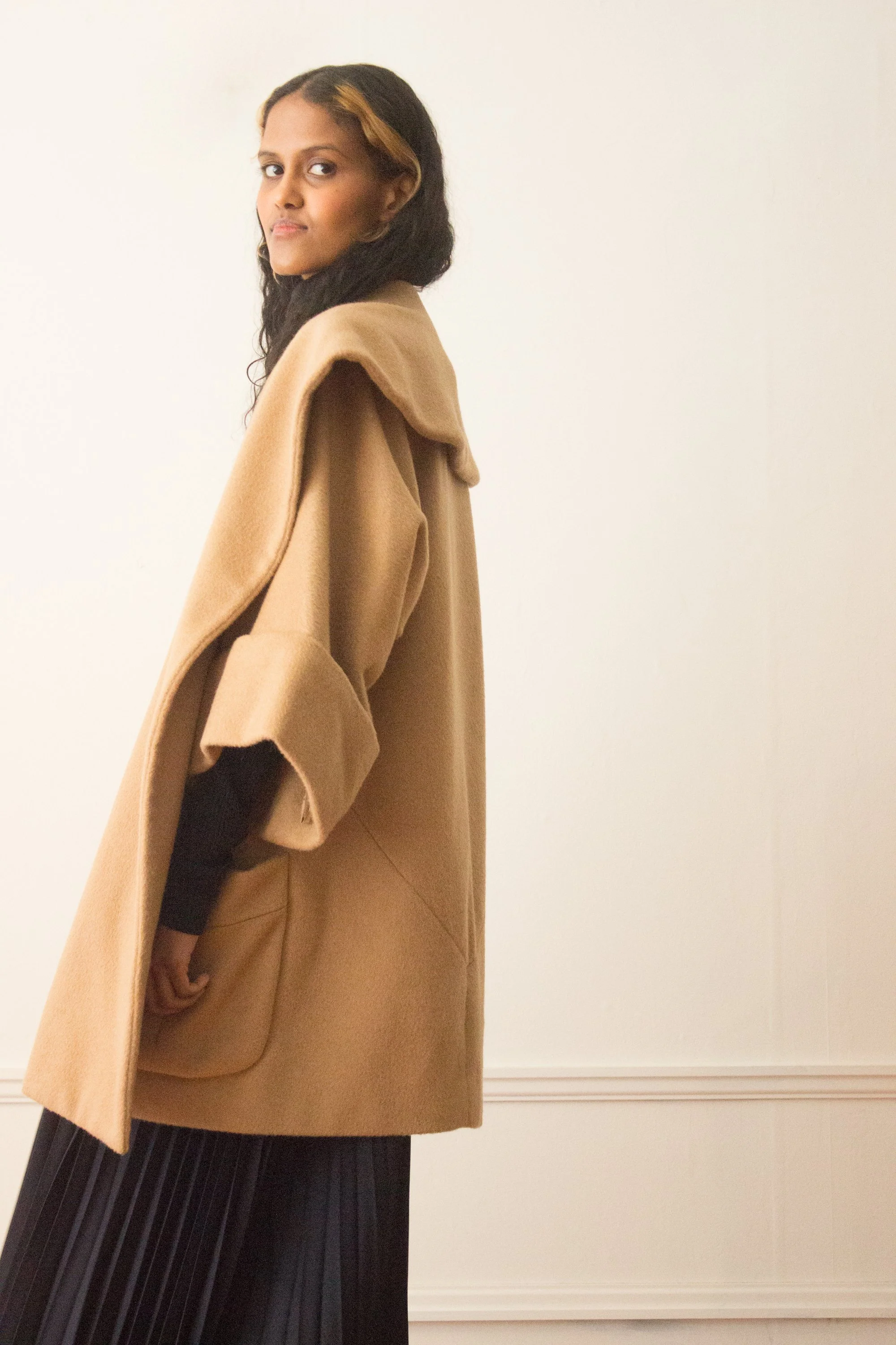 1980s Anne Klein Camel Hair Shawl Collar Overcoat — Wayward Collection